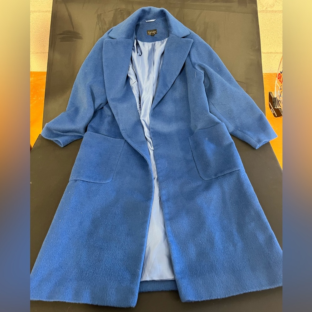 Top shop Oversized Blue Wool Coat Size 4